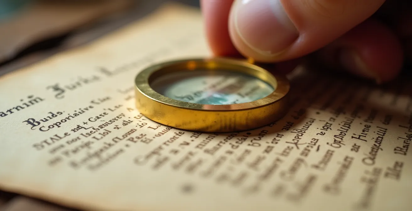 Main d'expert examinant une signature napoléonienne à la loupe sur un document ancien