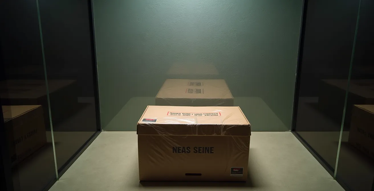 Détail symbolique d'une boîte de jouet vintage scellée dans son emballage d'origine