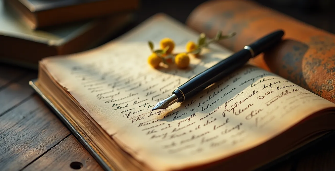 Carnet de recherche d'un collectionneur avec esquisses et notes détaillées