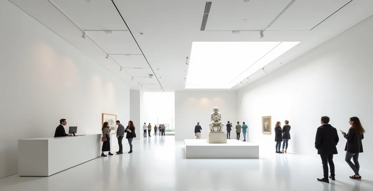 Espace d'exposition d'une fondation privée d'art avec architecture contemporaine