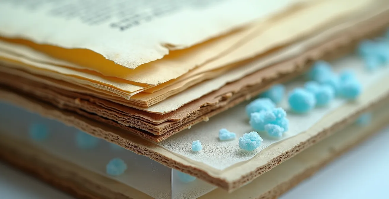 Système de double emballage avec contrôle du microclimat pour conservation d'archives